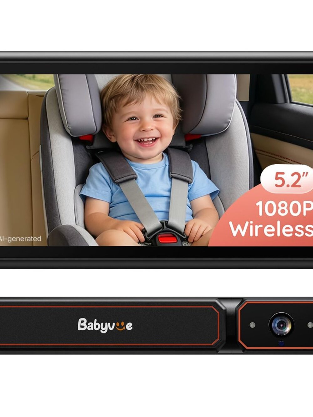 NEW Babyvue Wireless Baby Car Camera No Wiring Monitor 5.2 Display HD1080P Auto